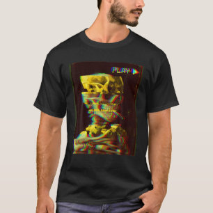 De schedel van een skelet met brandende Sigarette T-shirt