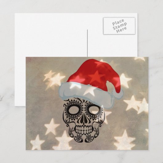 De schedel van Kerstmis met ster bokeh Feestdagenkaart (Voorkant / Achterkant)