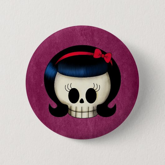 De schedel van Rockabilly Girl Ronde Button 5,7 Cm (Voorkant)