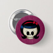 De schedel van Rockabilly Girl Ronde Button 5,7 Cm (Voorkant /achterkant)