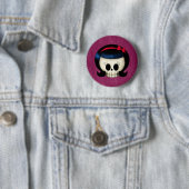 De schedel van Rockabilly Girl Ronde Button 5,7 Cm (In situ)