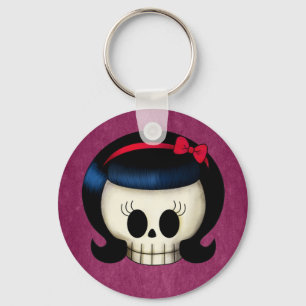 De schedel van Rockabilly Girl Sleutelhanger