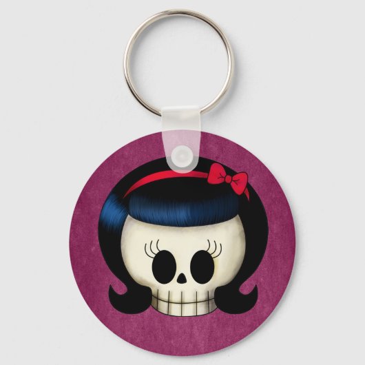 De schedel van Rockabilly Girl Sleutelhanger (Voorkant)