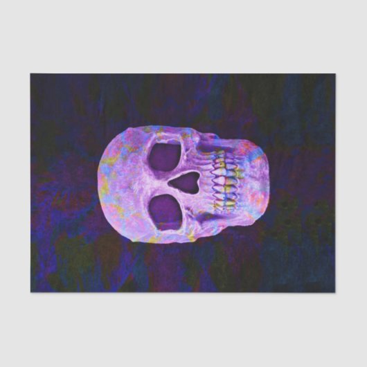 De schedeldag van de dode Paarse blauwe neongothie Tissuepapier (Voorkant)