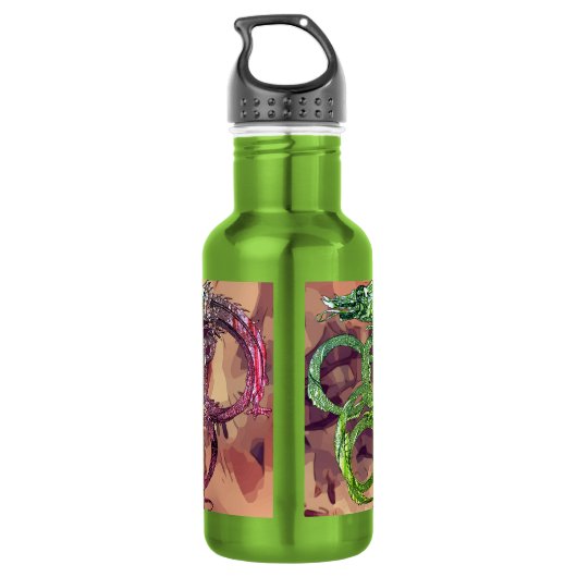 De schedeldraak. waterfles  (Achterkant)