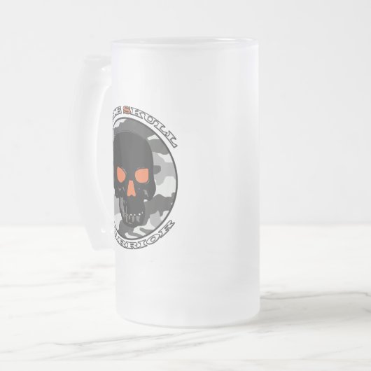 De schedelkrijger matglas bierpul (Voorkant links)