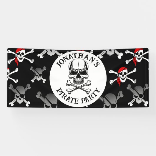 De schedels van het piratenschip spandoek (Horizontaal)
