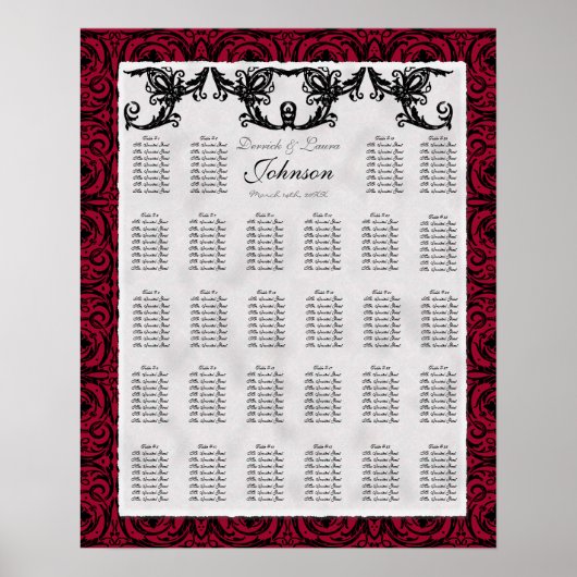 De Schema van de Zitplaats van de Lijst van de van Poster (Voorkant)