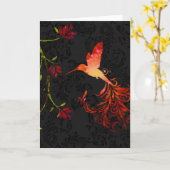 De schemering, bloeit kolibrieWenskaart Kaart (Gele Bloem)