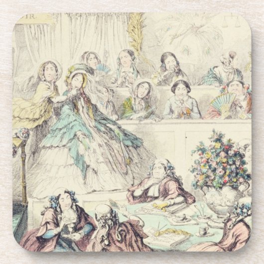 De schending van belofte - cartoon handgekleurde e bier onderzetter (Voorkant)