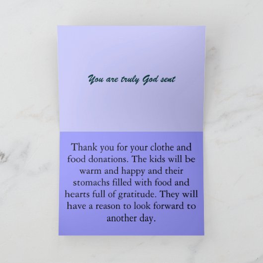 DE SCHENKING DANKT U KAARDT BEDANKKAART (Binnen)