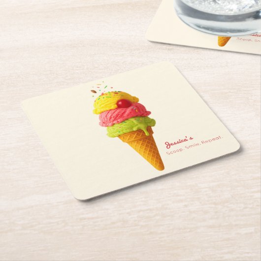 De Schep van Jessica. Glimlach. Herhaal. Kartonnen Onderzetters (Schuin)