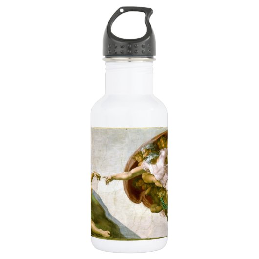 De Schepping van Adam door Michelangelo Waterfles (Voorkant)