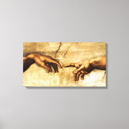 De schepping van Adam. God's hand. Michelangelo Canvas Afdruk (Voorkant)