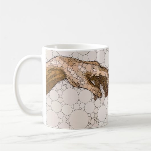 De Schepping van Adam, Handen van Na Michelangelo Koffiemok (Links)