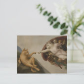 De Schepping van Adam Katten Renaissance Parodie K Briefkaart (Staand voorkant)