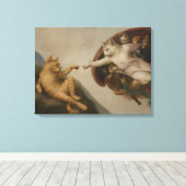 De Schepping van Adam Katten Renaissance Parodie K Canvas Afdruk (Insitu (Houten vloer))