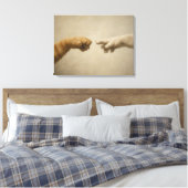 De Schepping van Adam Katten Renaissance Parodie K Canvas Afdruk (Insitu (Slaapkamer))