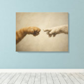 De Schepping van Adam Katten Renaissance Parodie K Canvas Afdruk (Insitu (Houten vloer))