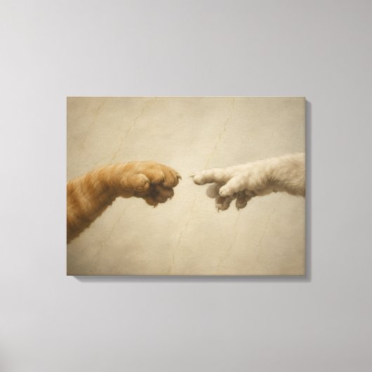De Schepping van Adam Katten Renaissance Parodie K Canvas Afdruk (Voorkant)