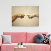 De Schepping van Adam Katten Renaissance Parodie K Canvas Afdruk (Insitu (Woonkamer))
