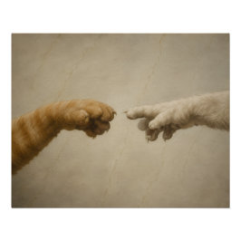 De Schepping van Adam Katten Renaissance Parodie K Perfect Poster