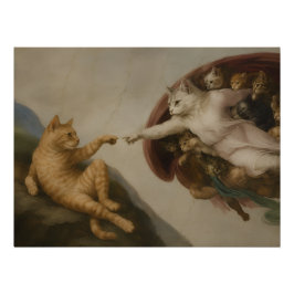 De Schepping van Adam Katten Renaissance Parodie K Perfect Poster