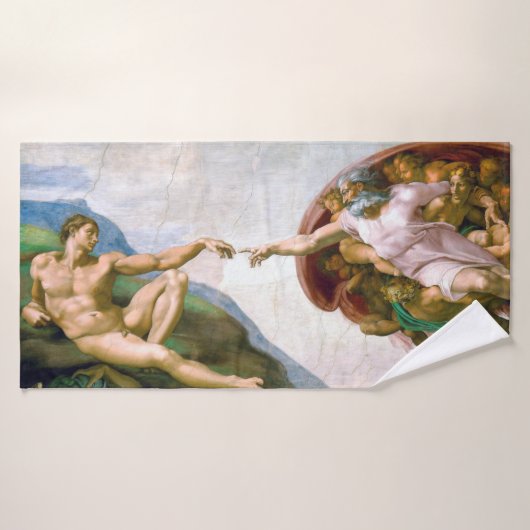 De Schepping van Adam, Michelangelo, 1508-1512 Badhanddoek (Badhanddoek)