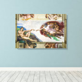 De schepping van Adam | Michelangelo | Canvas Afdruk (Insitu (Houten vloer))
