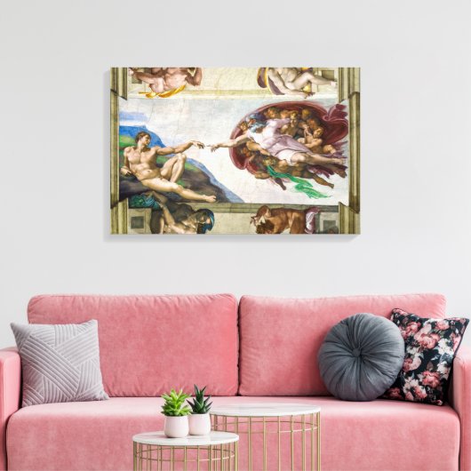 De schepping van Adam | Michelangelo | Canvas Afdruk (Insitu (Woonkamer))