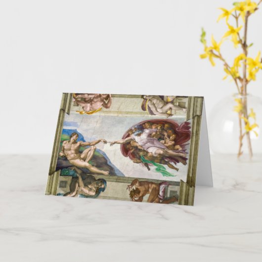 De schepping van Adam | Michelangelo | Kaart (Gele Bloem)