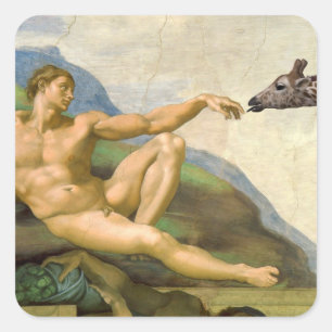 De Schepping Van Adam Parodie Vierkante Sticker