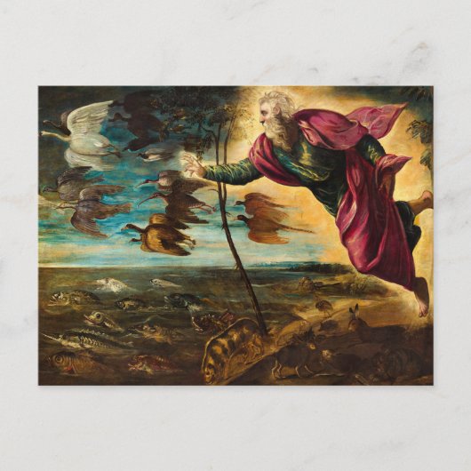 De schepping van de dieren, 1553 door Jacopo Tinto Briefkaart (Voorkant)