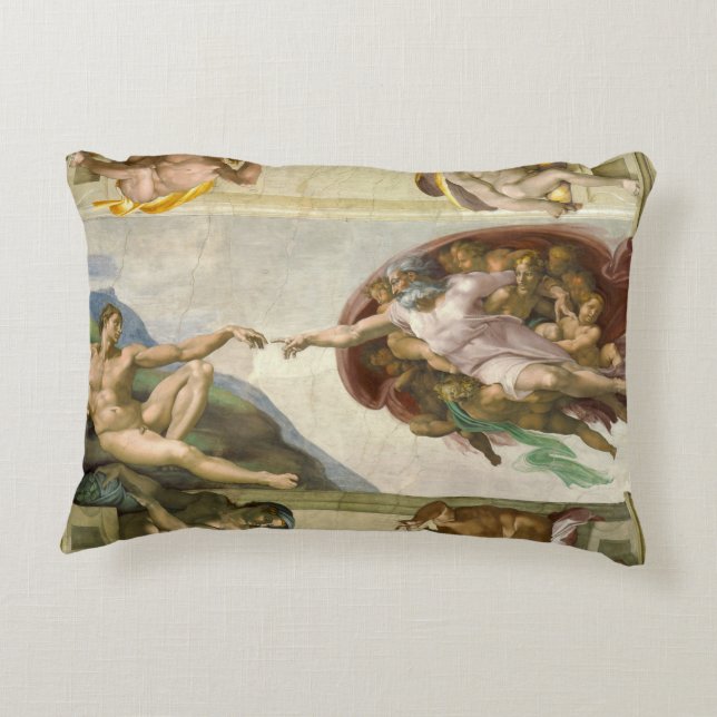 De Schepping van de Mens door Michelangelo (Schepp Accent Kussen (Achterkant)