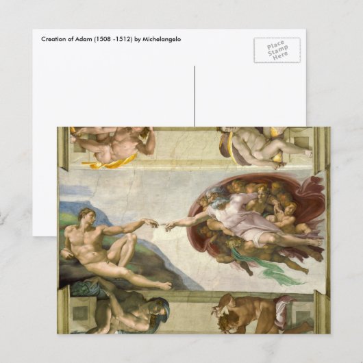 De Schepping van de Mens door Michelangelo (Schepp Briefkaart (Voorkant / Achterkant)