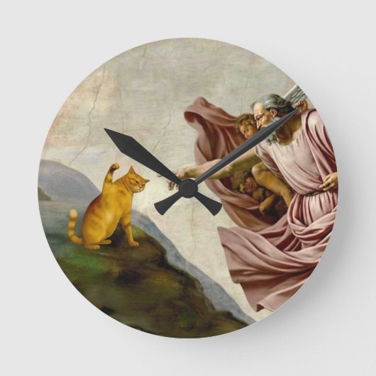De Schepping van Purrfectie Ronde Klok (Voorkant)
