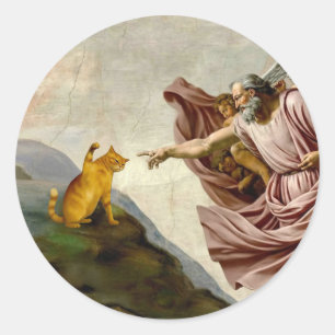 De Schepping van Purrfectie Ronde Sticker