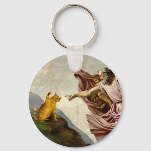 De Schepping van Purrfectie Sleutelhanger (Voorkant)