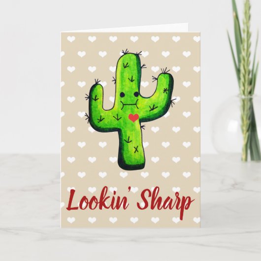 De Scherpe Cactus Valentijn van Lookin Feestdagen Kaart (Voorkant)
