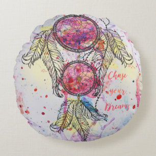 De schets Dreamcatcher "Jacht van de waterverf uw Rond Kussen