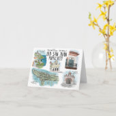 De Schets Notecard van de reis: Het wandelen van Kaart (Gele Bloem)