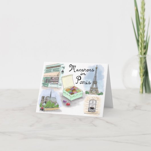 De Schets Notecard van de reis: Macarons in Parijs Kaart (Voorkant)