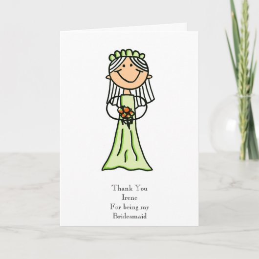 De Schets van het bruidsmeisje, dankt u Bedankkaart (Voorkant)