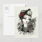 De Schets van het Meisje van het Tattoo van Briefkaart (Voorkant / Achterkant)