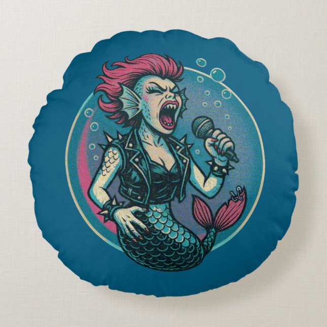 De Schetterende Siren Rond Kussen (Voorkant)