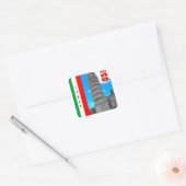 De scheve toren van Pisa en het Pisankruis Vierkante Sticker (Envelop)