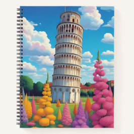 De scheve toren van Pisa in de lente Notitieboek