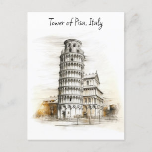 De scheve toren van Pisa, Italië Briefkaart