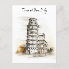 De scheve toren van Pisa, Italië Feestdagenkaart