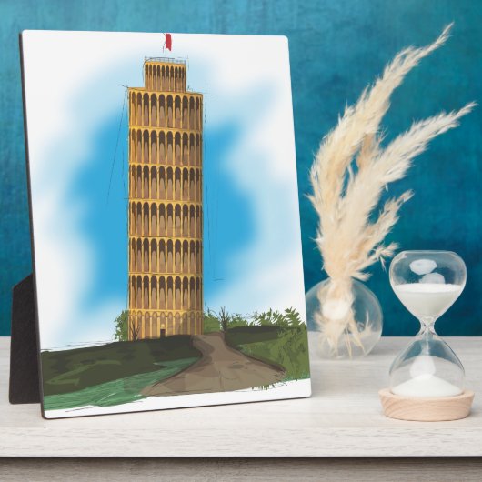 De scheve toren van Pisa, Italië Fotoplaat (Zijkant)